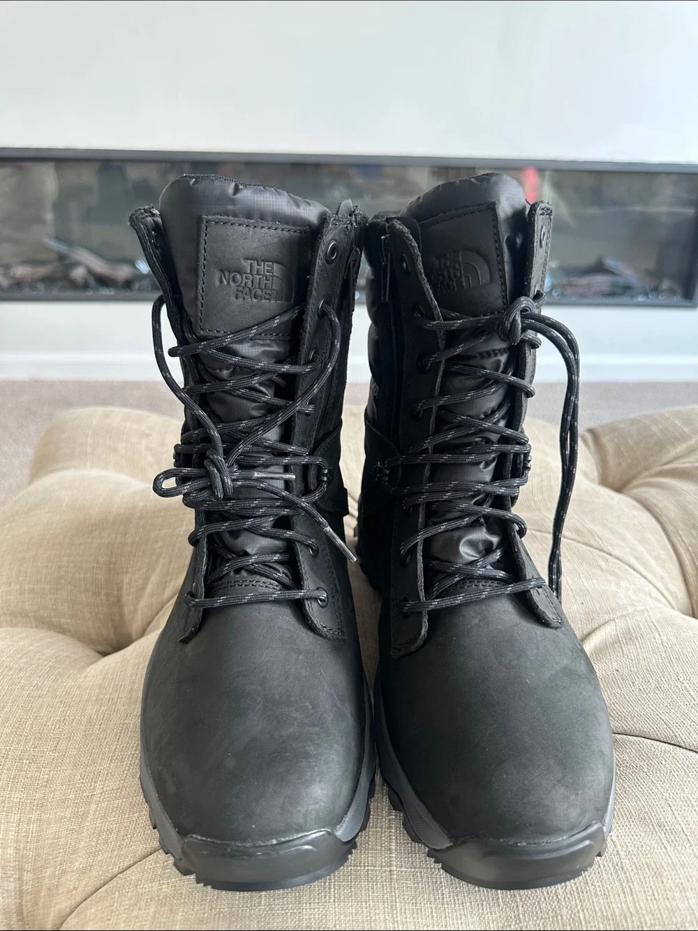 The North Face Black Quilted Shaft Waterproof Lace-Up Boots